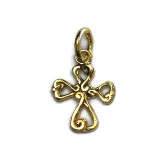 Beautiful Cross Charm Pendant 14k Yellow Gold